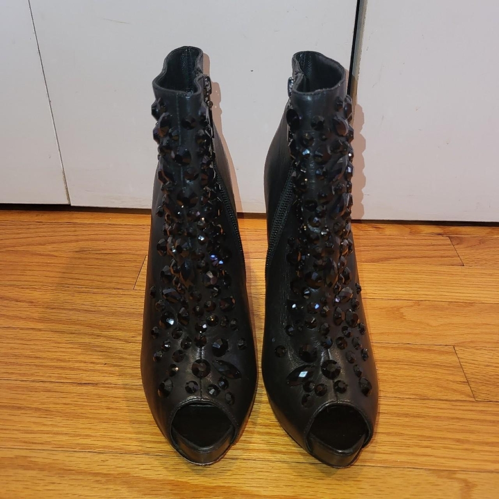 Report Signature Black Embellished Ankle Boots